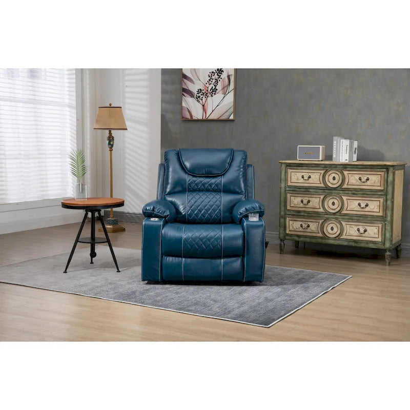 Oversized PU Leather Power Lift Recliner with Massage and Heating, Lay Flat