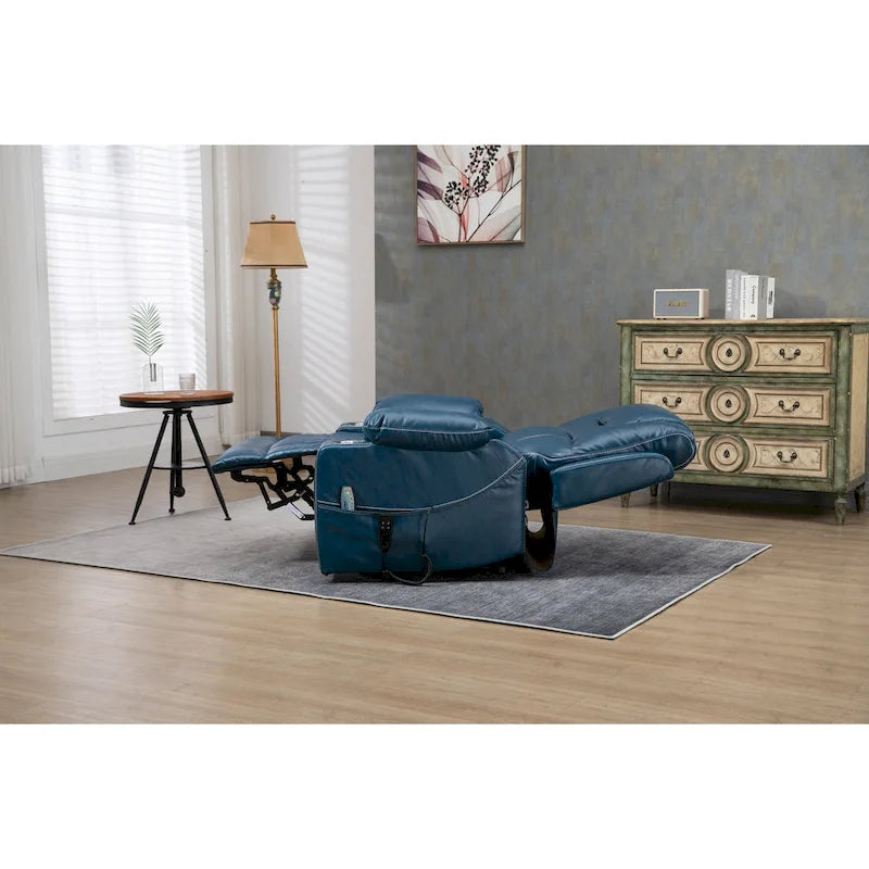 Oversized PU Leather Power Lift Recliner with Massage and Heating, Lay Flat
