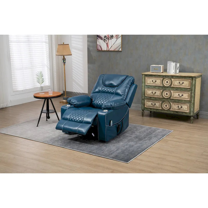 Oversized PU Leather Power Lift Recliner with Massage and Heating, Lay Flat