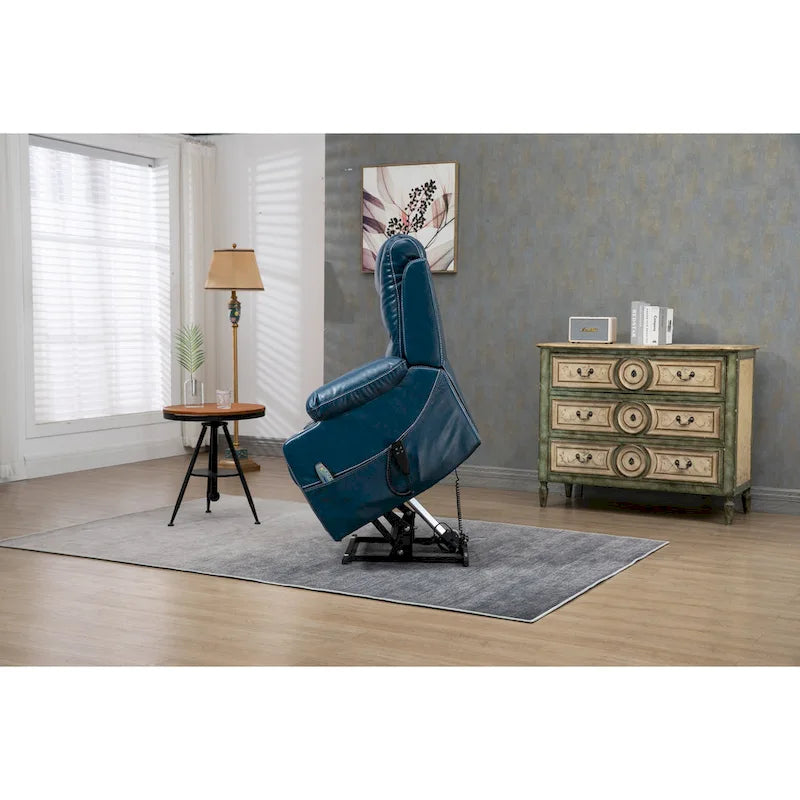 Oversized PU Leather Power Lift Recliner with Massage and Heating, Lay Flat