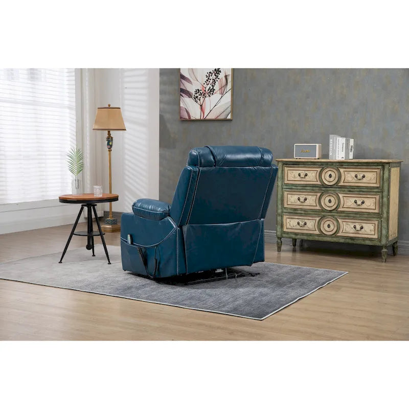 Oversized PU Leather Power Lift Recliner with Massage and Heating, Lay Flat