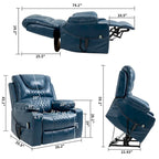 Oversized PU Leather Power Lift Recliner with Massage and Heating, Lay Flat