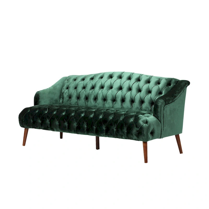 Dreisitzersofa mit Knopfheftung und Beinen aus Birkenholz, 186,1 cm