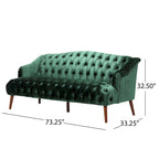 Dreisitzersofa mit Knopfheftung und Beinen aus Birkenholz, 186,1 cm