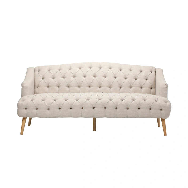 Dreisitzersofa mit Knopfheftung und Beinen aus Birkenholz, 186,1 cm