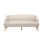 Dreisitzersofa mit Knopfheftung und Beinen aus Birkenholz, 186,1 cm