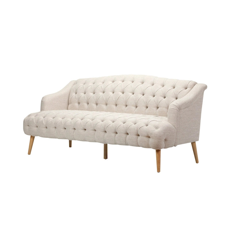 Dreisitzersofa mit Knopfheftung und Beinen aus Birkenholz, 186,1 cm