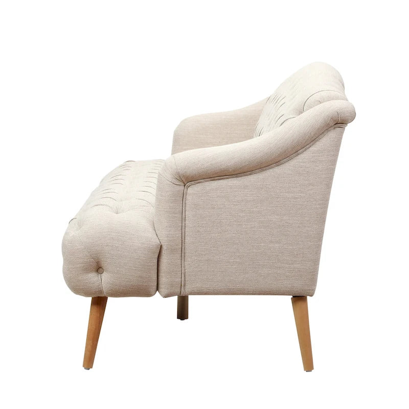Dreisitzersofa mit Knopfheftung und Beinen aus Birkenholz, 186,1 cm