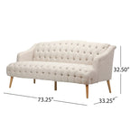 Dreisitzersofa mit Knopfheftung und Beinen aus Birkenholz, 186,1 cm