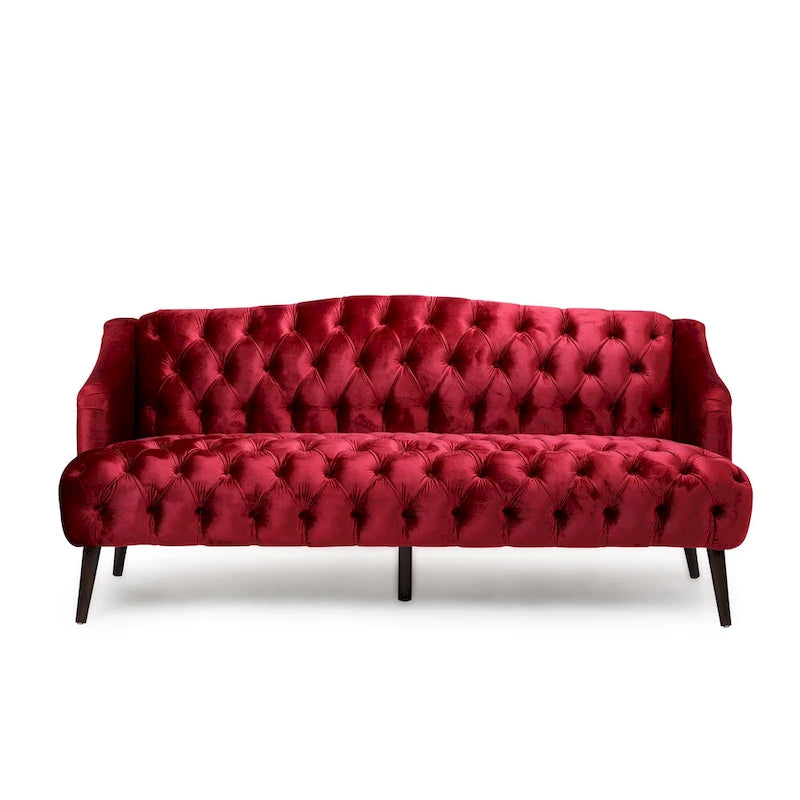Dreisitzersofa mit Knopfheftung und Beinen aus Birkenholz, 186,1 cm