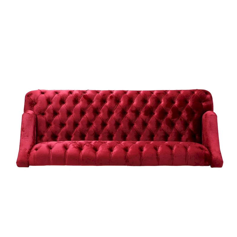 Dreisitzersofa mit Knopfheftung und Beinen aus Birkenholz, 186,1 cm