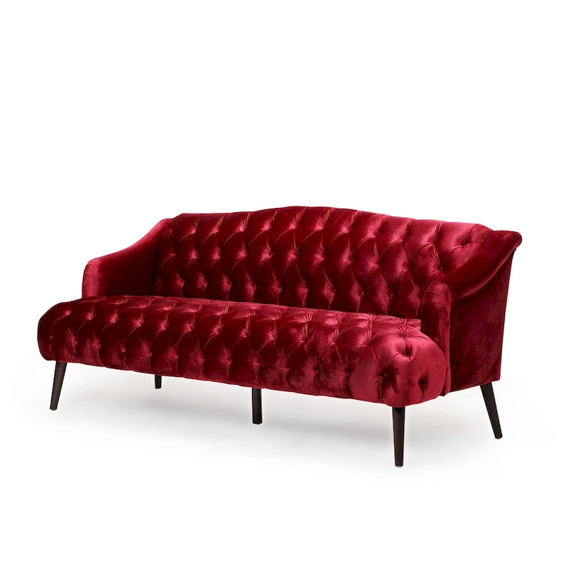 Dreisitzersofa mit Knopfheftung und Beinen aus Birkenholz, 186,1 cm
