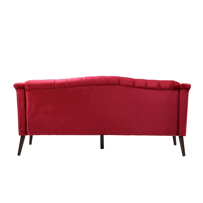 Dreisitzersofa mit Knopfheftung und Beinen aus Birkenholz, 186,1 cm