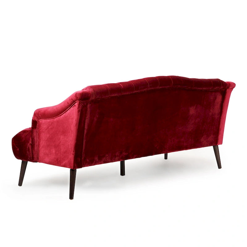 Dreisitzersofa mit Knopfheftung und Beinen aus Birkenholz, 186,1 cm
