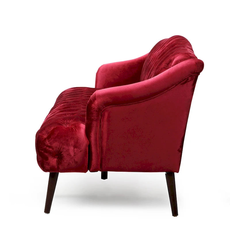 Dreisitzersofa mit Knopfheftung und Beinen aus Birkenholz, 186,1 cm