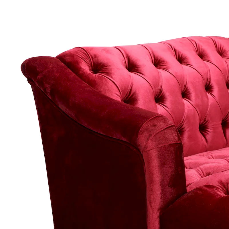 Dreisitzersofa mit Knopfheftung und Beinen aus Birkenholz, 186,1 cm