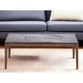 47" Gray and Walnut Stone Top Solid Wood Coffee Table