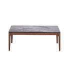 47" Gray and Walnut Stone Top Solid Wood Coffee Table