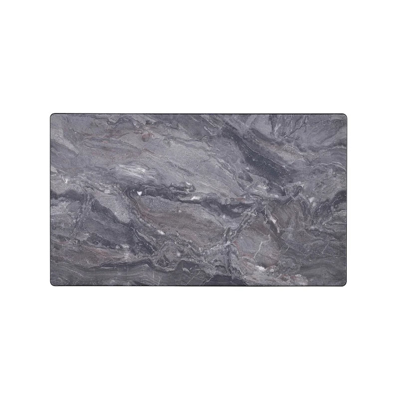 47" Gray and Walnut Stone Top Solid Wood Coffee Table