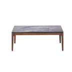 47" Gray and Walnut Stone Top Solid Wood Coffee Table