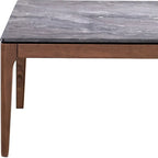 47" Gray and Walnut Stone Top Solid Wood Coffee Table
