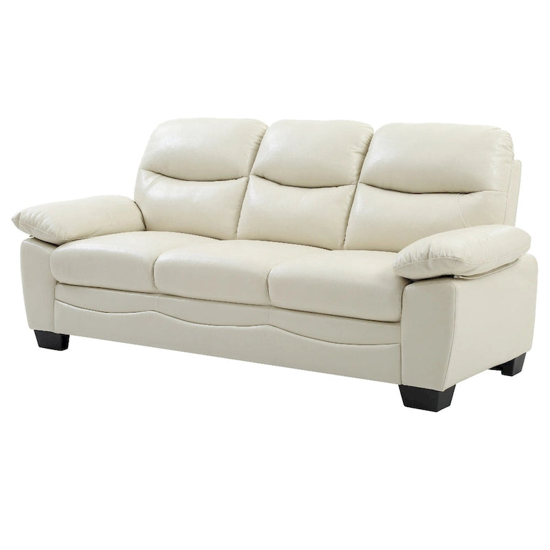 Kunstledersofa mit ausgestellten Armlehnen, 198,1 cm - Beige