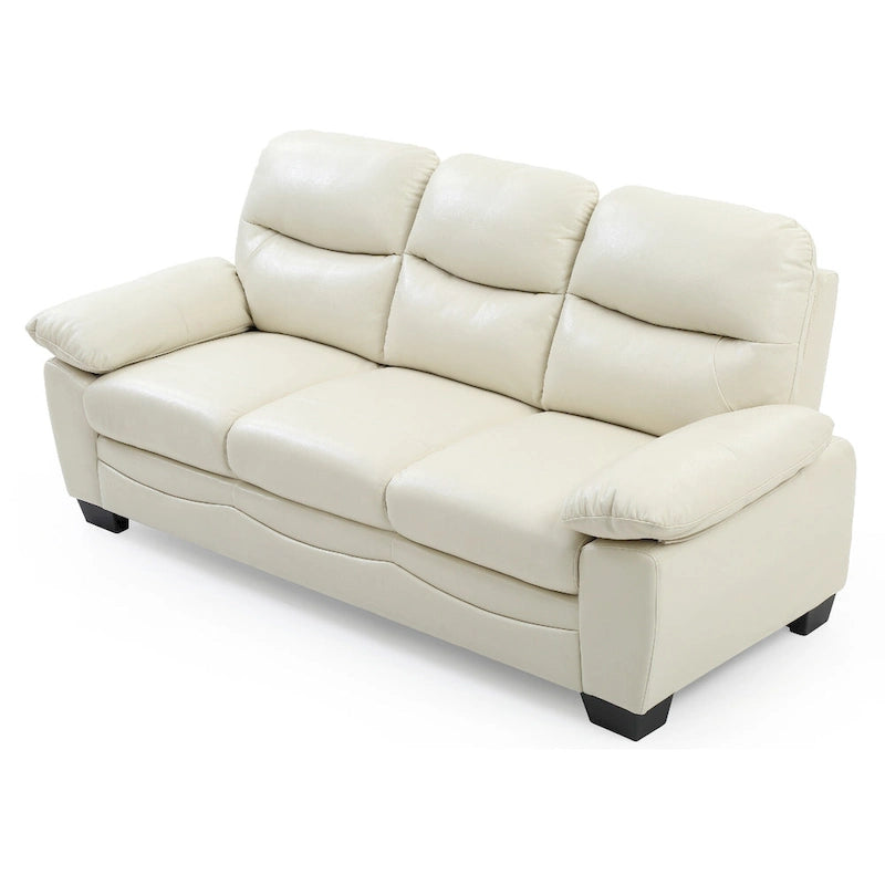 Divano da 78 pollici in finta pelle con braccioli svasati - beige