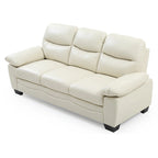 Divano da 78 pollici in finta pelle con braccioli svasati - beige