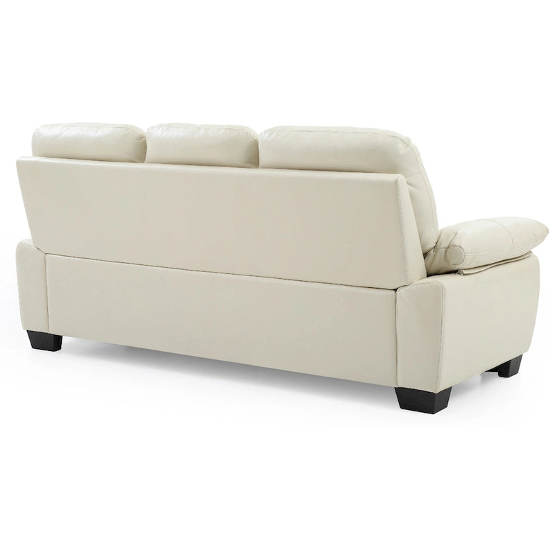 Divano da 78 pollici in finta pelle con braccioli svasati - beige