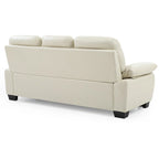 Divano da 78 pollici in finta pelle con braccioli svasati - beige