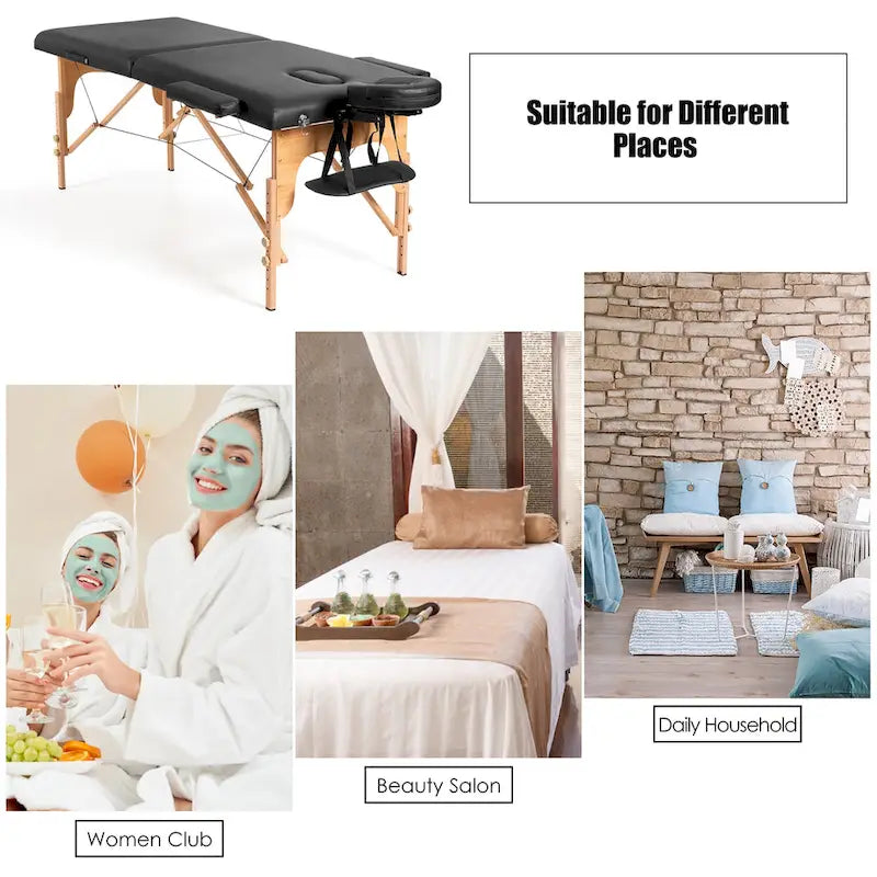 Tragbare Massageliege, 213,4 cm - Verstellbare, klappbare Spa-Liege mit Tragetasche