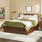 Letto a piattaforma con contenitore in legno massello moderno di metà secolo