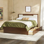 Letto a piattaforma con contenitore in legno massello moderno di metà secolo