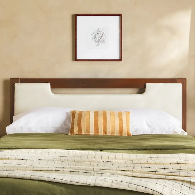 Letto a piattaforma con contenitore in legno massello moderno di metà secolo