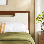 Letto a piattaforma con contenitore in legno massello moderno di metà secolo