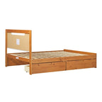 Letto a piattaforma con contenitore in legno massello moderno di metà secolo
