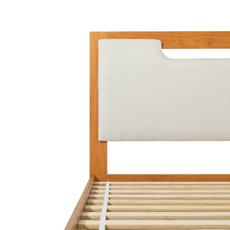 Letto a piattaforma con contenitore in legno massello moderno di metà secolo