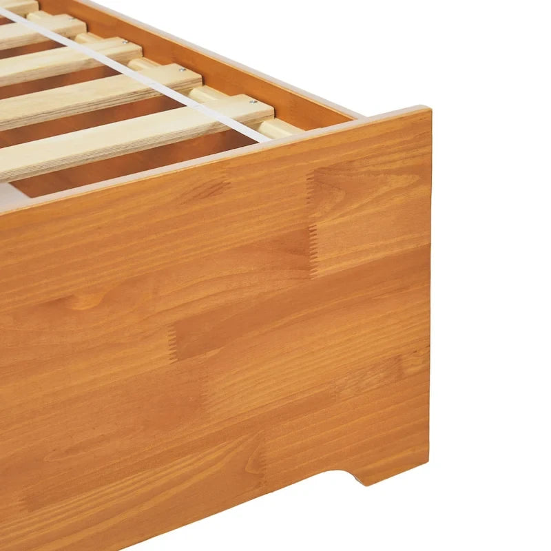 Letto a piattaforma con contenitore in legno massello moderno di metà secolo