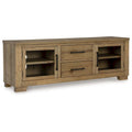 Galli Large TV Media Console, 2 Drawers, 4 Shelf, Brown Wood, 80 Inch