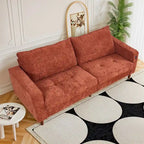 82 in. Square Arm Chenille Upholstered Loveseat Sofa with USB Ports