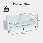 82 in. Square Arm Chenille Upholstered Loveseat Sofa with USB Ports