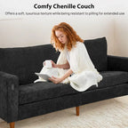 82 in. Square Arm Chenille Upholstered Loveseat Sofa with USB Ports