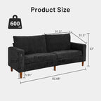 82 in. Square Arm Chenille Upholstered Loveseat Sofa with USB Ports