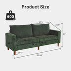 82 in. Square Arm Chenille Upholstered Loveseat Sofa with USB Ports