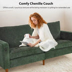 82 in. Square Arm Chenille Upholstered Loveseat Sofa with USB Ports