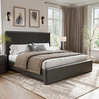 Furniture of America Caelan I Modern Black Solid Wood Fluted Panel Bed
