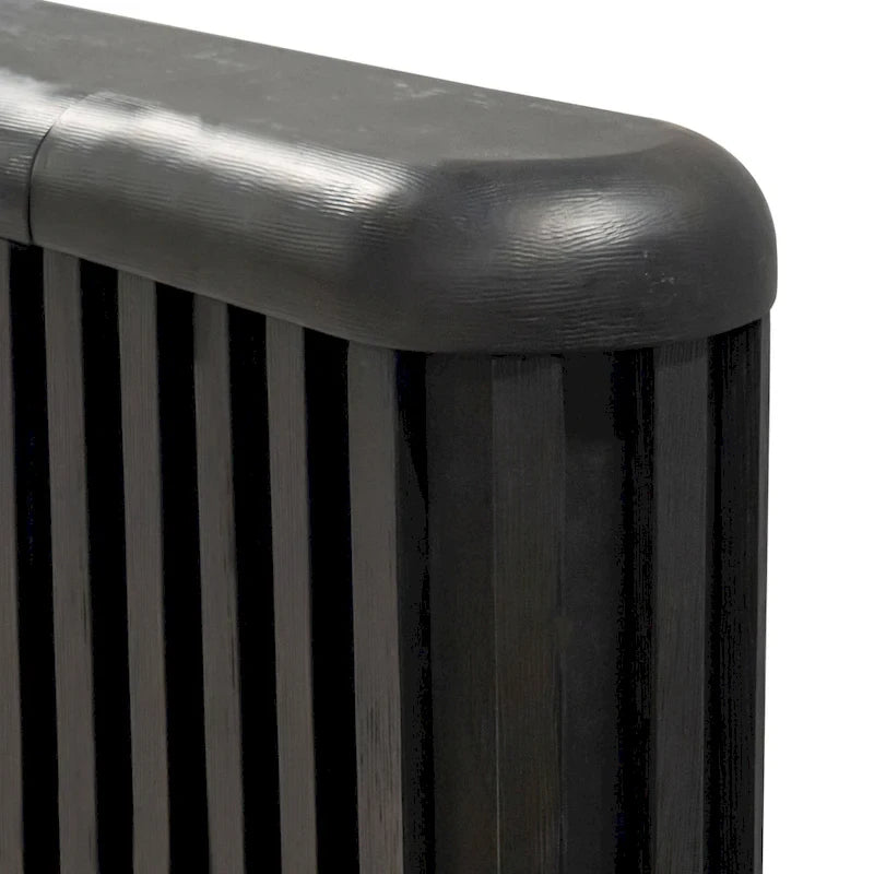 Letto moderno in legno massello nero con pannelli scanalati