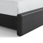 Letto moderno in legno massello nero con pannelli scanalati