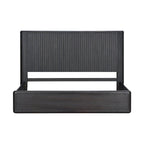 Letto moderno in legno massello nero con pannelli scanalati