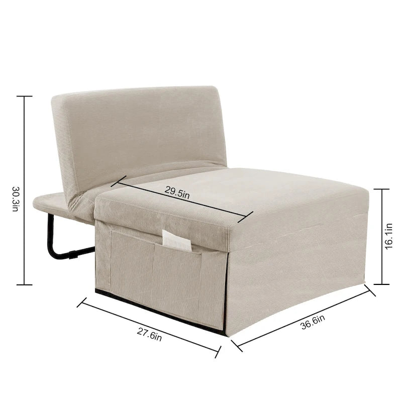 Verstellbarer Loungesessel aus Cord